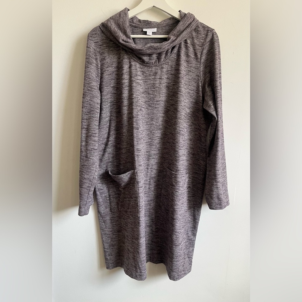 Purejill Gray Violet Women's Sweater Dress Loungewear tunic cowl neck Large